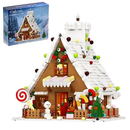 Christmas Gingerbread House Big Building Kit 1111 Pieces Compatible with Lego, Christmas Village House Building Blocks Toy Set Compatible with Lego, Stable Lovely Toy for Families Friends - Image 1