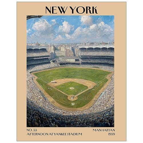 K&L DESIGN CO. Retro Vintage New York Wall Art Print - 11x14 Unframed Poster - New York City Souvenirs, Cute Trendy Colorful Wall Decor (Yankee Stadium, 11x14) - Image 1