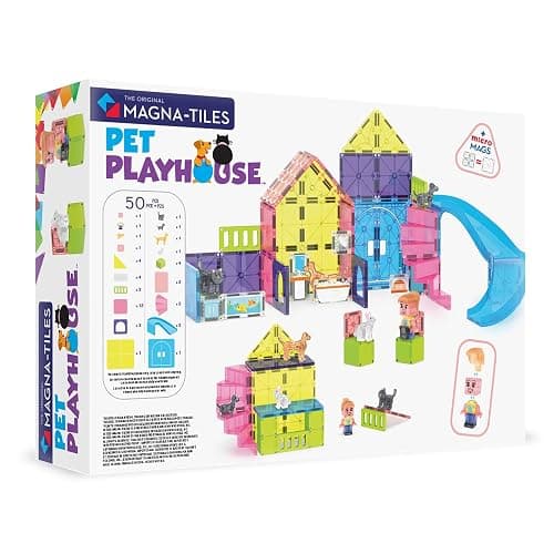 MAGNA-TILES Pet Playhouse 50-Piece Magnetic Construction Set, The Original Magnetic Building Brand thumbnail 3