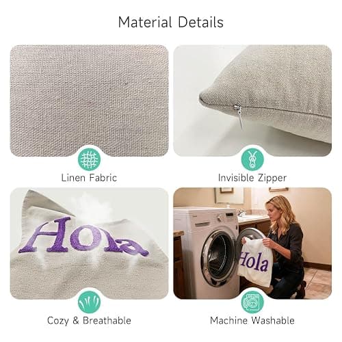 Wucidici Custom Embroidered Name Lumbar Pillow, Personalized Monogrammed Names Linen Pillows for Sofa Bed, Customized 12''x20'' Farmhouse Linen Throw Pillow Cover Gifts for Women thumbnail 4