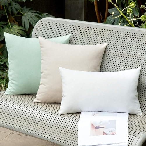 MIULEE Pack of 2 Decorative Outdoor Solid Waterproof Throw Pillow Covers Faux Linen Garden Farmhouse Cushion Cases for Patio Tent Balcony Couch Sofa 18x18 Inch Beige thumbnail 5