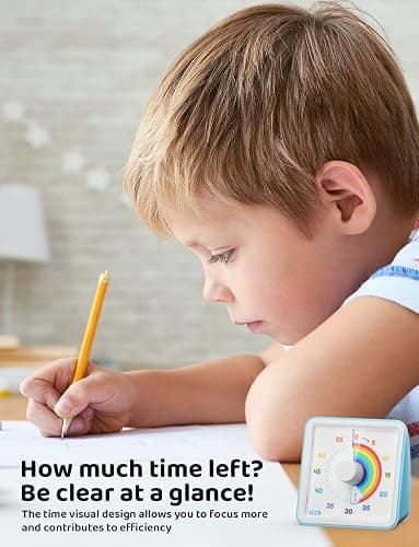 LIORQUE 60 Minute Visual Timer for Kids, Visual Countdown Timer for Classroom Office Kitchen with 'Rainbow' Pattern Design, Pomodoro Timer with Silent Operation (Batteries Included) thumbnail 3