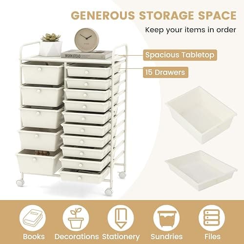 15 Drawer Rolling Storage Cart thumbnail 5