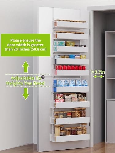 NQW Over The Door Pantry Organizer, 9-Tier Pantry Organization and Storage, Hanging Door Spice Rack Shelves, Home & Kitchen Organization, Laundry & Bathroom Essentials, White thumbnail 3