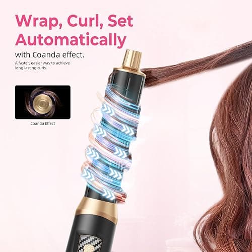 Atopskins 5 in 1 Blow Dryer Brush Set, 1000W Professional Hot Air Styler, Ionic Hair Dryer Brush, 3 Heat Settings, Auto Curling, Fast Drying, Ideal Hair Styling Tools Gift for Women (Black Gold) thumbnail 4