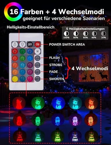 Aufblasbare Weihnachtskugel - 60CM Groß Weihnachtskugeln Outdoor, Beleuchteter Aufblasbarer Weihnachtsball mit Erdspieß, Weihnachtsdekoration für den Außenbereich für Hof Garten thumbnail 7
