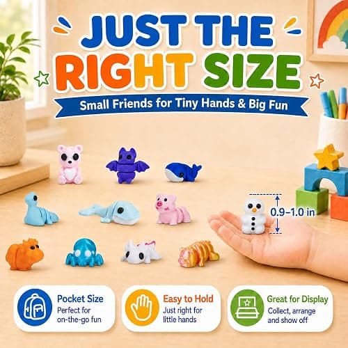 pkaoakyo 200 PCS Mini 3D Printed Animals Bulk, Articulated Animal Figurines Set, Flexible Fidget Toys, Desk Pets for Kids Party Favors, Classroom Rewards and Goodie Bag Stuffers thumbnail 6