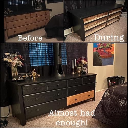 Abyssaly Black Vinyl Wrap Self Adhesive Wallpaper, Wood Effect Sticky Back Plastic Roll for Furniture, Removable Peel and Stick Wallpaper Decorative Furniture Kitchen 30cm X 200cm thumbnail 8
