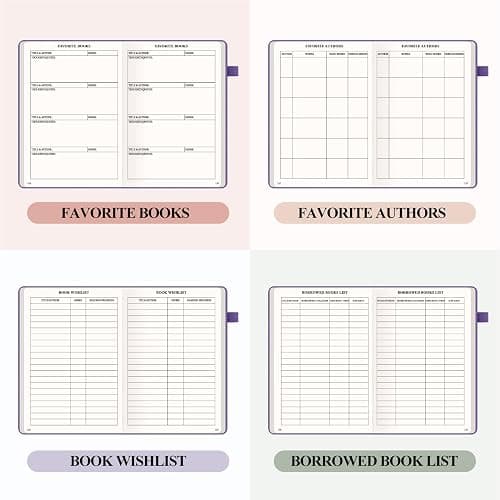 AKONEGE Reading Journal for Book Tracking - PU Leather Book Journal Reading Log with 80 Reviews for Readers, Accessories with Sticky Tabs, Pen Holder, Ribbon Bookmarks, 5.6" x 8.3", Purple thumbnail 6