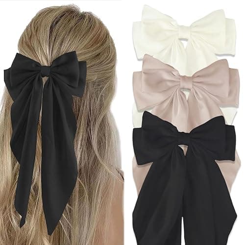 Canitor Hair Bows for Women Silky Satin Hair Ribbon Barrettes Clip Oversized Long Tail Hair Bows Cute Aesthetic Coquette Fashion Hair Accessories Preppy Teen Girl Gifts Trendy Stuff Things thumbnail 9