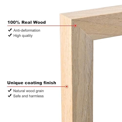 KINLINK 4x6 Frame Natural, Solid Wood 4 x 6 Picture Frame with Acrylic Plexiglass for 3.5x5 with Mat, Tabletop and Wall Display Photo Frames 4x6 Natural, 4 Pack thumbnail 4