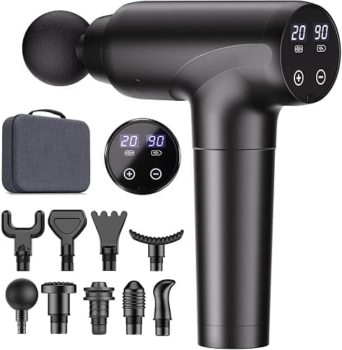cotsoco Massage Gun Deep Tissue, Muscle Massage Gun with 9 Attachment Heads 20 Speeds & Silent Brushless Motor for Pain Relief, Handheld Percussion Back Massager Gun for Athletes (Black) - Image 1
