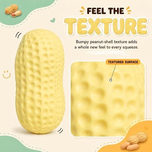 Large Peanut Squishy Toy, 6.7-Inch Squeeze Fidget,Realistic Textured Sensory Stress Toy for Teens Adults, Desk Play, Home & Office, Christmas White Elephant Gifts thumbnail 5