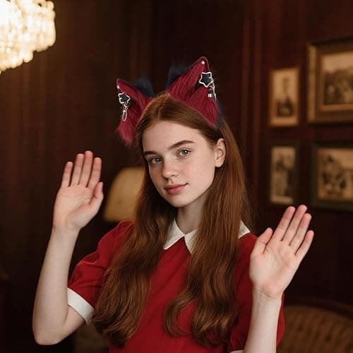 MANYU ZONES Handmade Cat Ears Headband Adjustable Animal Furry Ear Animal Headband Wolf Ear Hairband for Cosplay Christmas thumbnail 3