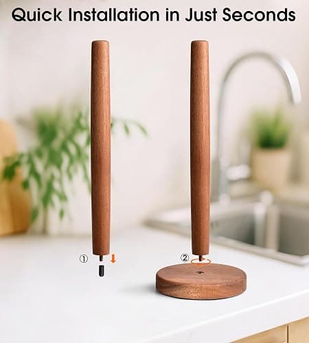 CHAUNCEY HOME Acacia Wood Paper Towel Holder Stand – Wooden Kitchen Paper Towel Holder Countertop, PTHA, Freestanding Roll Holder for Kitchen & Bathroom & Farmhouse, Standard thumbnail 4