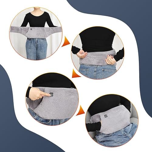 USB Powered Heating Waist Belt, Heating Pad with Hand Pockets, Electric Heated Waist Belt for Period Cramps Body Joints Pain, Three - Level Temperature Control, Grey thumbnail 3