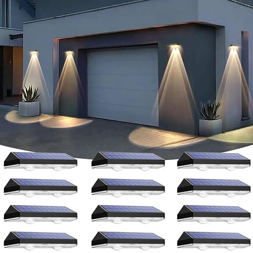 Solar Fence Lights Outdoor Waterproof LED - 3000/4000/6000K 3 Mode, IP65 Waterproof Fence Lights Solar Powered, Solar Wall Lights for Outside, Backyard/Step/Patio/Deck Fence/Stair Railings (12 pack) - Image 1