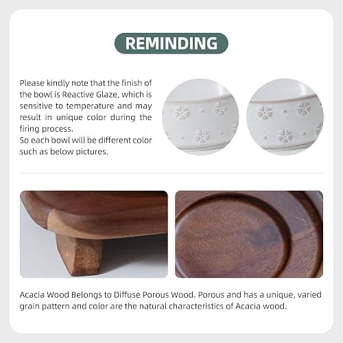Havniva Ceramic Cat Food Bowl, 6.1" Raised Cat Bowls with Acacia Wood Stand | Elevated Cat Bowls, Whisker Friendly, Extra Wide Opening, Aesthetic Cat Dishes, Elegant Pet Bowls, Food-grade Ceramic, Kitten thumbnail 4