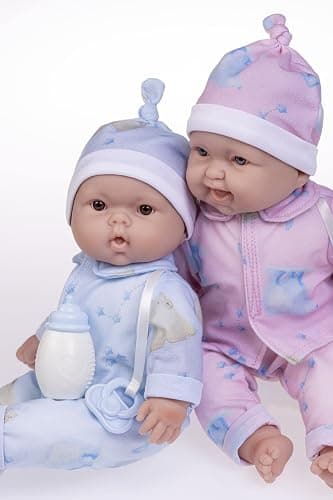 Twins 13" Realistic Soft Body Baby Dolls | JC Toys - Berenguer Boutique | Twins Gift Set with Removable Outfits and Accessories | Pink and Blue | Caucasian | Ages 2+ thumbnail 5