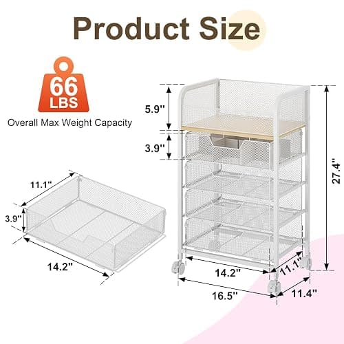 Hongtamoya Makeup Cart Organizer with 4 Drawers, Large Floor Skincare Organizers, Vanity Storage Organizer Cosmetics Display Cases for Skin Care Perfume Nail Polish, White (Patent Pending) thumbnail 2