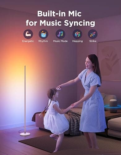 Govee RGBIC Floor Lamp Basic, LED Corner Lamp Works with Alexa, Smart Modern Floor Lamp with Music Sync and 16 Million DIY Colors, Color Changing Standing Lamp for Bedroom Living Room thumbnail 8