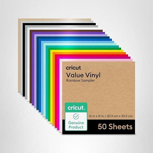 Cricut Value Permanent Vinyl - 50ft Rainbow Sampler, 12in x 12in Sheets (50 Count) thumbnail 9