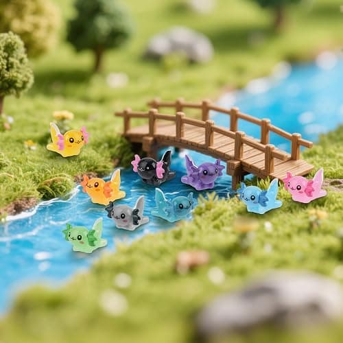 BuQiuRen 34pcs Mini Resin Axolotl, Glow in The Dark Tiny Axolotl Miniature Figures Toy Tiny Plastic Animal Figurines for Fairy Garden Landscape Aquarium Potted Birthday Christmas Party Decorations thumbnail 7
