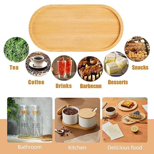 2PCS Bamboo Bathroom Trays - Suitable for The Bathroom,Kitchen,Breakfast Tray and Decorative Tray (6.88 in * 3.46 in) thumbnail 5