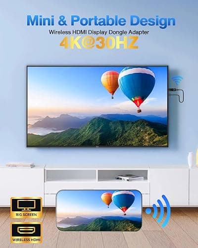 2025 Upgrade Tongtion Wireless Display Dongle Adapter, Portable Transmitter 4K HDMI Streaming, AirPlay/Miracast, 5GHz WiFi | Plug & Play for Smartphone/PC/TV/Projector(Focus) thumbnail 5
