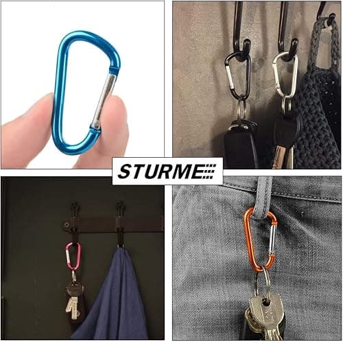 STURME 2" Aluminum D Ring Carabiners Clip D Shape Spring Loaded Gate Small Keychain Carabiner Clip Set Outdoor Camping Mini Lock Snap Hooks Spring Link Key Chain Durable Improved 24 PCS thumbnail 6