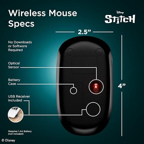 iJoy Disney Lilo and Stitch Wireless Mouse, Bluetooth Ergonomic Mouse Computer Accessories for Laptop Computer or Mini PC and Stitch Gifts for Women, Men, and All Fans of Stitch Stuff thumbnail 4