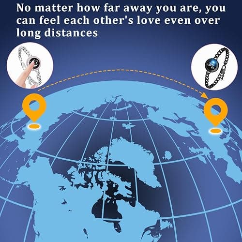 EAOYAO Long Distance Touch Bracelets,Vibration & Light up Remote Smart Matching Couples Bracelet for Couple Long Distance Relationship Girlfriend Boyfriend Xmas Valentine's Day Gifts Jewelry Set thumbnail 4
