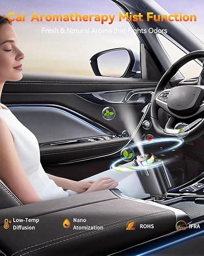 Retractable Car Charger with Air Freshener Diffuser & Star Lights,Multi Port Cigarette Lighter Adapter for iPhone Car Phone Charger USB-C/Type-C Fast Charging with 2 Retractable Cable,Car aromatherapy thumbnail 5