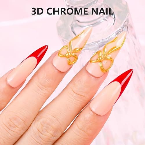 Makartt 3D Nail Gel for Nail Art and Gold Chrome Powder Kit, Clear No Wipe 3D Sculpting Gel Polish for Nail Charms, Metallic Effect Mirror Powder for Nail Decoration Manicure thumbnail 8