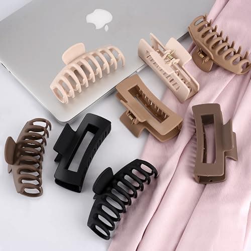 LuSeren Hair Clips for Women 4.3 Inch Large Hair Claw Clips for Women Thin Thick Curly Hair, Big Matte Banana Clips,Strong Hold jaw clips,Neutral Colors thumbnail 8