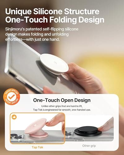Sinjimoru Soft Silicone Phone Grip Stand, Slim Adhesive Holder, Pink | Adhesive Tap Tok, strong 3M sticker mount, comfortable one-hand use, universal fit thumbnail 5