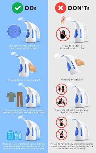 HiLIFE Steamer for Clothes, Portable Handheld Design, 240ml Big Capacity, 700W, Strong Penetrating Steam, Removes Wrinkle, for Home, Office(ONLY FOR 120V) (Ocean Blue) thumbnail 7