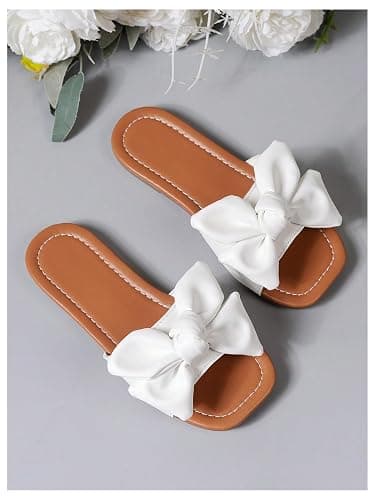 Verdusa Girl's Bows Square Toe Sandals Casual Summer Flat Sandal thumbnail 2