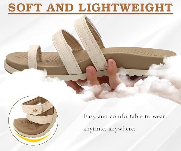 KuaiLu Womens Slides Sandals With Arch Support Comfort Plantar Fasciitis | Yoga Mat Orthopedic Cushion Sandals Fashion Summer Beach Walking Flat Adjustable Ladies Slip On Dressy Sandles US5-11 thumbnail 5