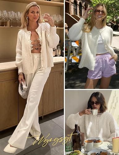 Wyeysyt Womens Cardigan Sweater Button Down Long Sleeve Chunky Soft Knit Sweater Fall Open Front Loose Casual Cardigan Coat thumbnail 5