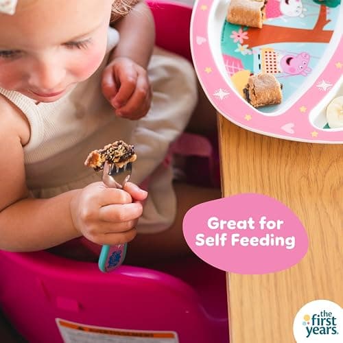The First Years Peppa Pig Toddler Dinnerware Set - Includes Plate, Divided Bowl, and Utensils - Dishwasher Safe Feeding Supplies Made without BPA - 4 Count thumbnail 5