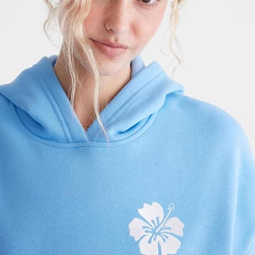 Amiblvowa Preppy Oversized Graphic Hoodies for Women Teen Girl Long Sleeve Pullover Embroidery Hibiscus Sweatshirt Beachwear thumbnail 2