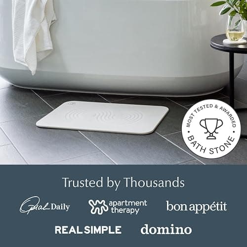 Dorai Home Stone Bath Mat - Premium Diatomaceous Earth Bath Floor Mats with Non-Slip Base, Fast-Drying Modern Shower Mat for Bathroom | Zen Sandstone - 23.6"x15.4" thumbnail 8