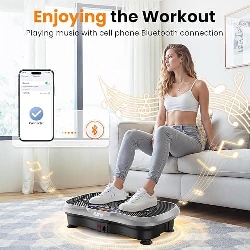 AXV Vibration Plate Fitness Platform Exercise Machine Vibrating Shaking Full Body Shaker Workout Vibrate Stand Shake Board Sport Gym for Weight Loss Fat Burner for Women Men thumbnail 3