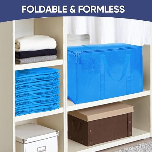 TICONN 6 Pack Extra Large Moving Bags Heavy Duty with Zippers & Carrying Handles, Durable Storage Bags Moving Boxes for Closet Organizers and Storage (6 Pack, Sky Blue) thumbnail 8