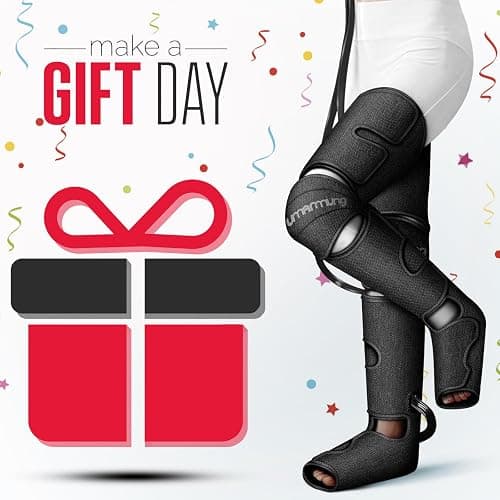 Gifts for Men, Women, Dad, Mom, Mothers Day, Fathers Day, Christmas, Birthday, Air Compression Massager with Heat for Foot, Leg, Knee, Works for Vericose Veins, Muscle Fatigue, Cramps, Swelling, Edema thumbnail 7