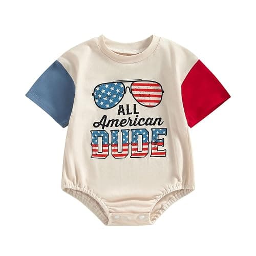 Ayalinggo 4th of July Baby Outfit Boy Girl My First Fourth of July Bubble Romper Oversized Onesie Toddler USA Clothes - Image 1