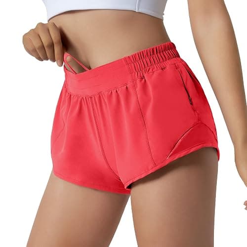 Aurefin Running Shorts for Women,Quick Dry Athletic Sports Shorts Lightweight Active Workout Gym Shorts with Zip Pocket - Image 1