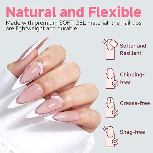 UNA GELLA Long Stiletto Gel Nail Tips Full Cover 120pcs Half Matte Nail Tips Long Stiletto Almond Fake Clear Nails Tips S tiletto Press on Nails for Nail Extensions Home Nail Art Salon 12 Sizes thumbnail 3