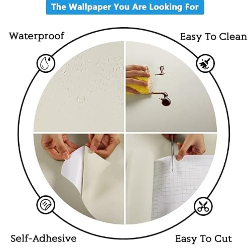 VEELIKE Selbstklebende Tapete Beige 60cm x 900cm Möbelfolie Matt Klebefolie Beige Möbel Küche Wasserfest Wandtapete Wohnzimmer Badezimmermöbel Tischdeko Vintage Schrankaufkleber Vinyltapete Tür Deko thumbnail 7